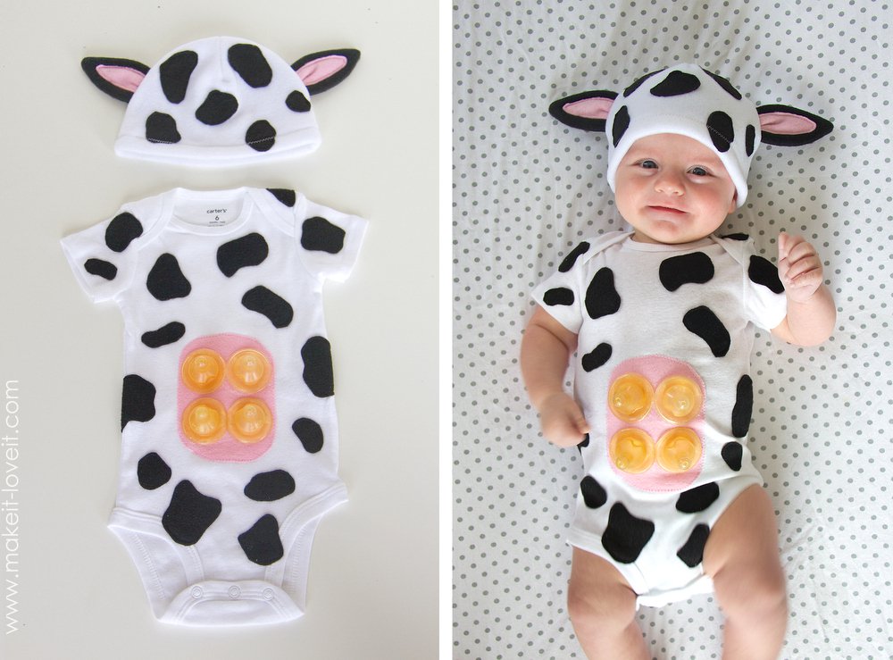 DIY cow baby costume