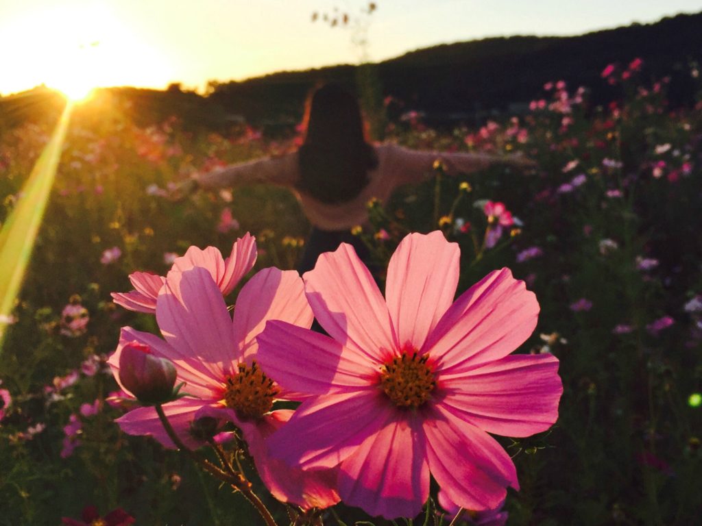 girl in field of flowers