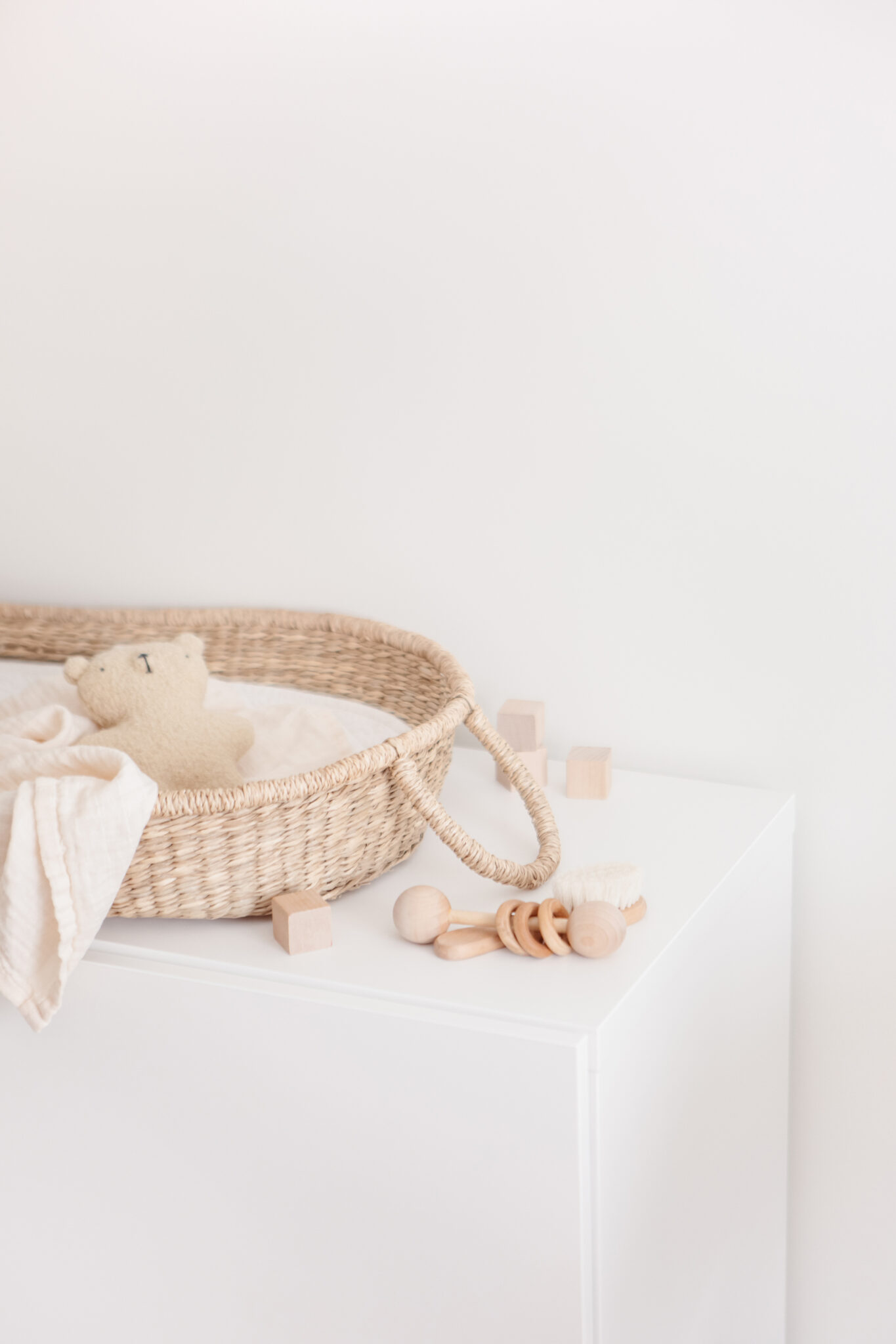 baby changing basket and toys