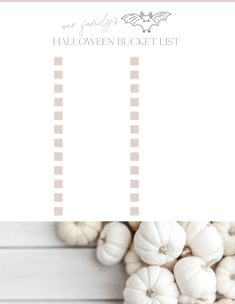 Free Printable Halloween Bucket List for Families