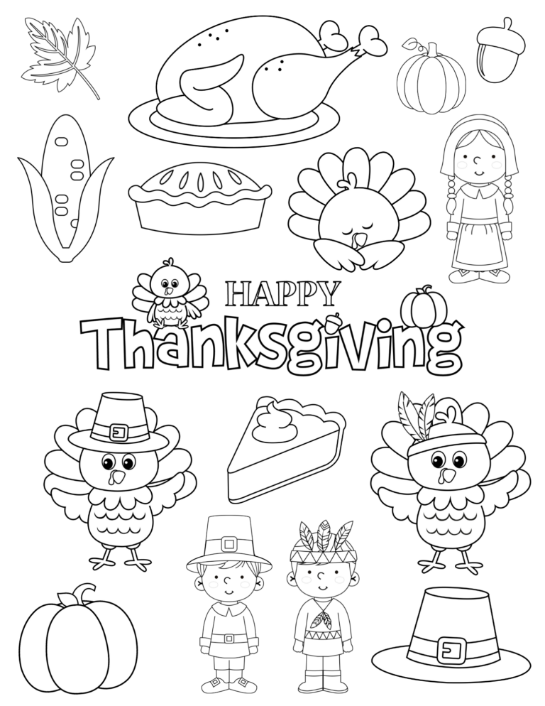 Thanksgiving Coloring Pages for Kids - Lattes, Lilacs, & Lullabies