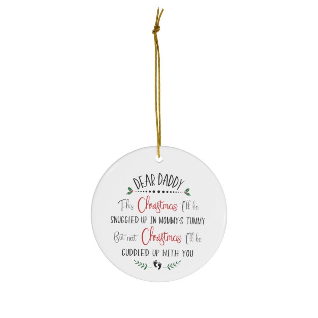 Christmas ornament pregnancy announcement for dad