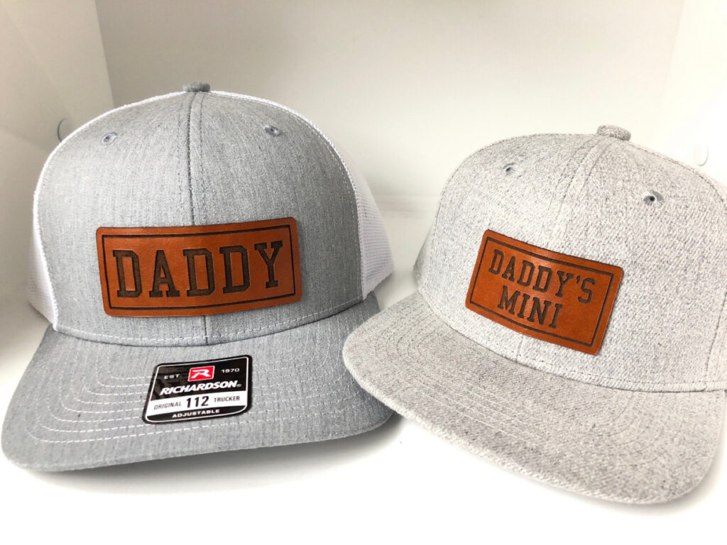 dad and baby matching baseball hats