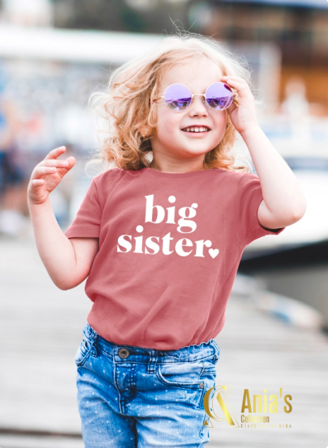 big sister t-shirt on little girl