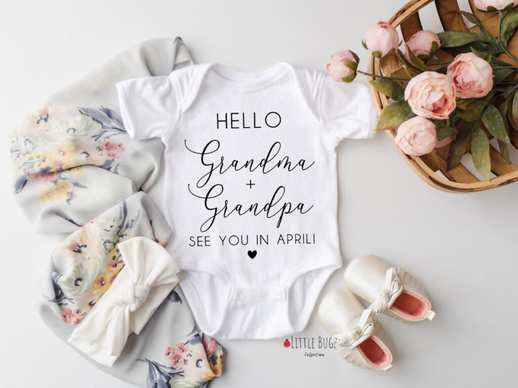 Hello Grandma and Grandpa baby onesie