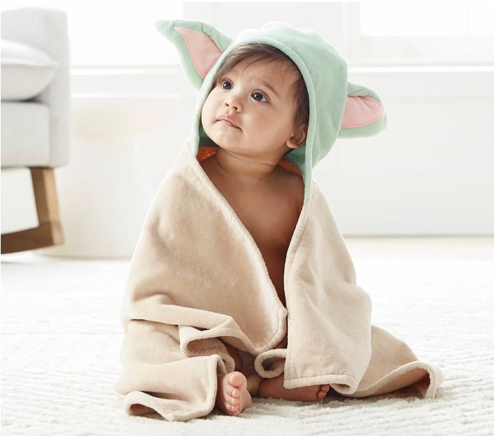 baby yoda hooded towel