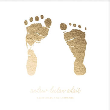 gold foil baby footprint art piece
