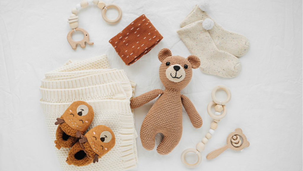 baby toy flat lay