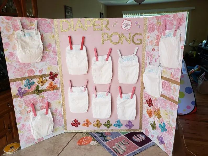 diaper pong baby shower game