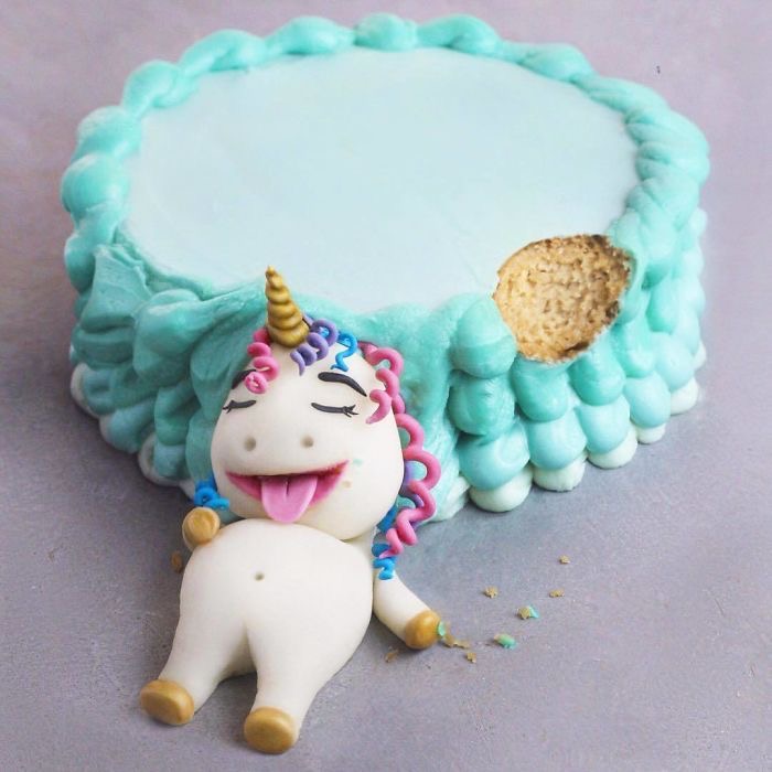 fat unicorn birthday cake