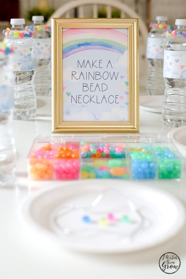 make a rainbow necklace party favor station