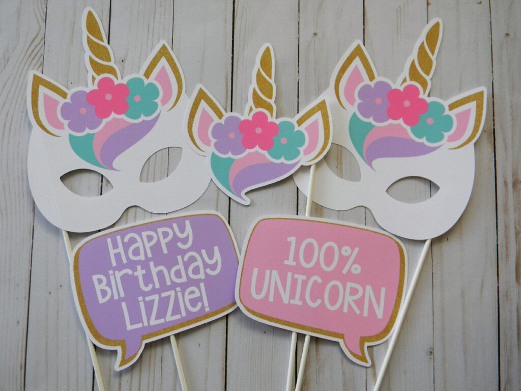 unicorn birthday party photo props