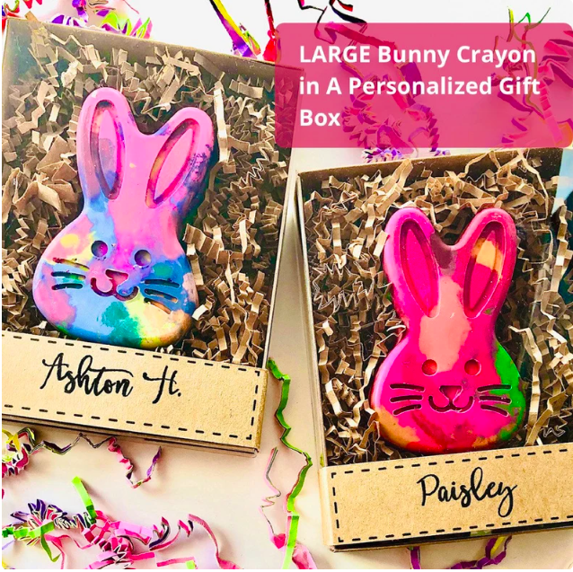 personalized rainbow bunny crayons