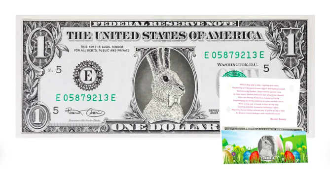Easter bunny dollar bill