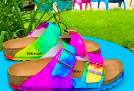 tie dye birkenstock sandals