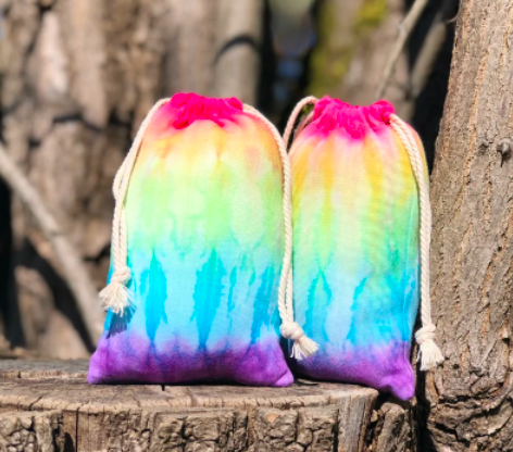 tie dye rainbow gift bags