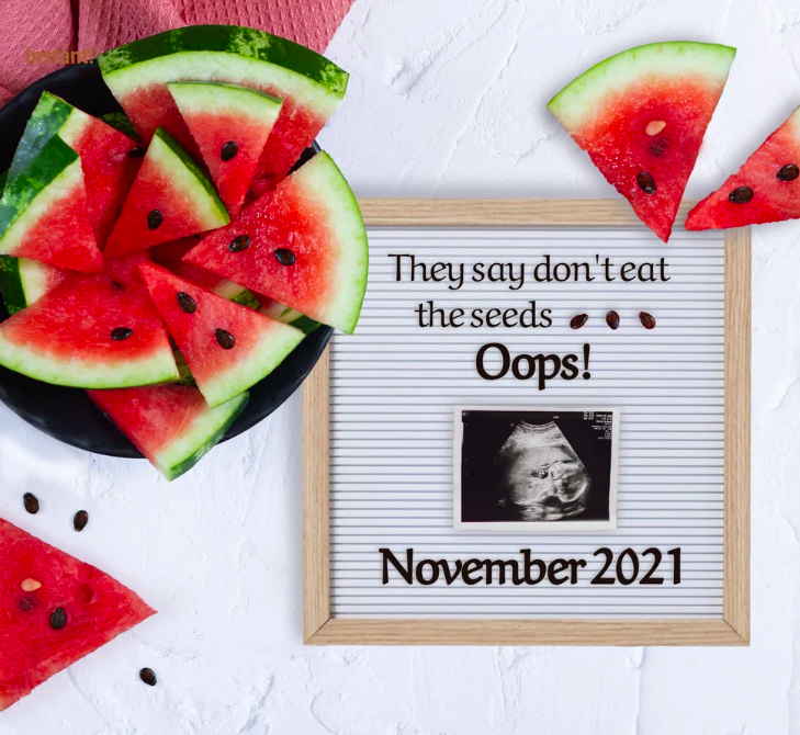 don't eat the seeds pregnancy announcement