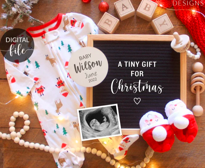 a tiny gift for Christmas pregnancy announcement